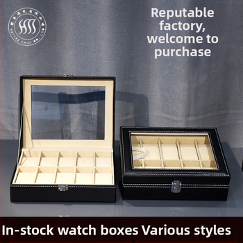 Laikrodžių dėžutė iš odos – prabangus demonstravimo ir laikymo dėklas su skaidriu langeliu, modelis HH-S006