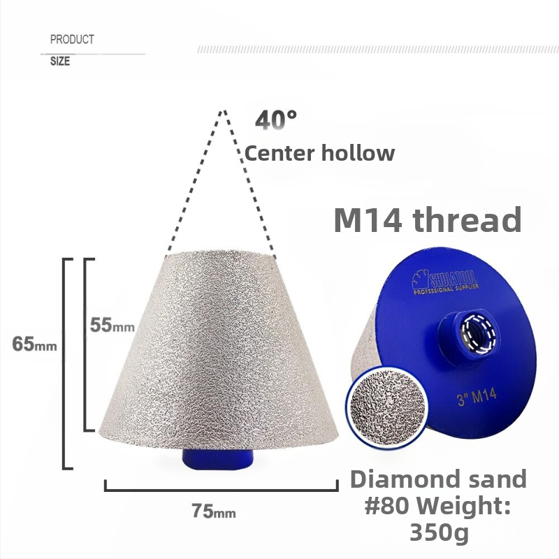 Диамантен фасач бит за керамика и камък, високоскоростен въртящ връх с конусовиден фас, 150 g