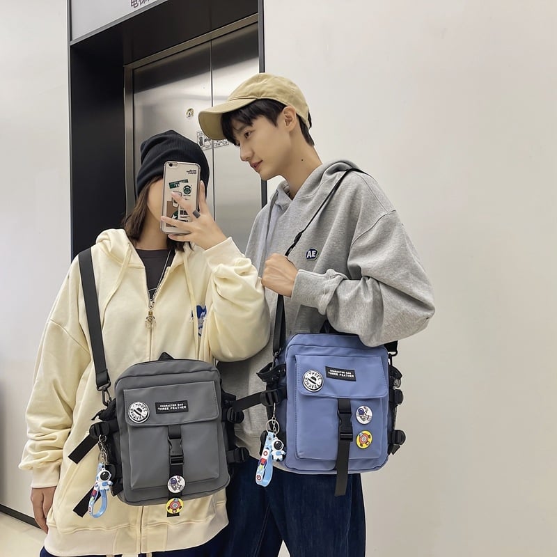 Tang nier Férfi vállon átvetős táska, japán stílusú utcai dizájn, nylon, kompatibilis 15 hüvelykes laptophoz, légáteresztő, mindennapi használatra