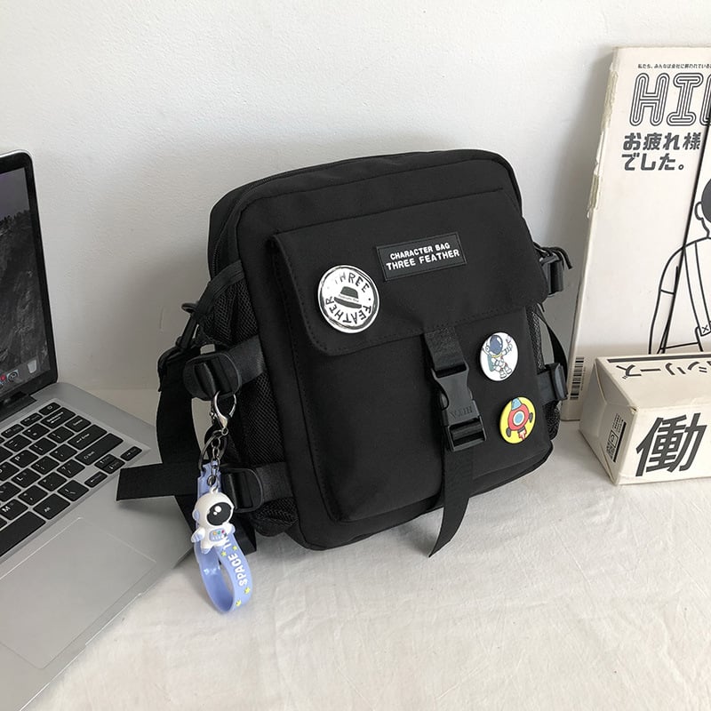Tang nier Férfi vállon átvetős táska, japán stílusú utcai dizájn, nylon, kompatibilis 15 hüvelykes laptophoz, légáteresztő, mindennapi használatra