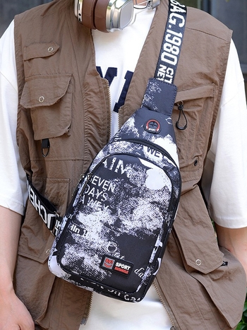 Мъжка чанта за гръден кош – корейски стил, уличен тренд, найлон, водоустойчива, ултралека, голям капацитет