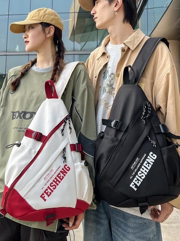 Férfi nylon keresztpántos oldaltáska, kopásálló, utcai stílus, poliészter bélés