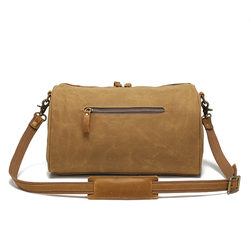 Geantă de umăr pentru bărbați din waxed canvas, pentru călătorii, cu căptușeală din bumbac, design de reducere a încărcării