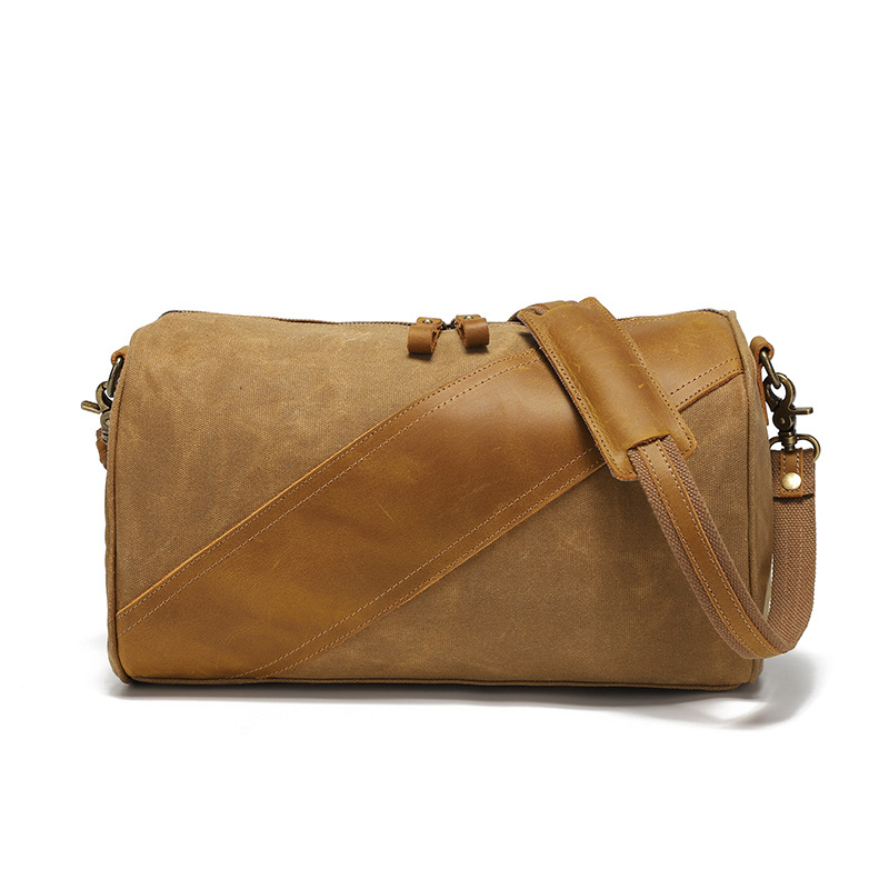 Geantă de umăr pentru bărbați din waxed canvas, pentru călătorii, cu căptușeală din bumbac, design de reducere a încărcării