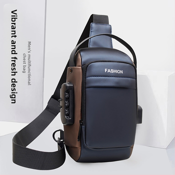 Мъжка кръстосана чанта през рамо - уличен стил, найлон, дишаща, модел с букви, подплата полиестер