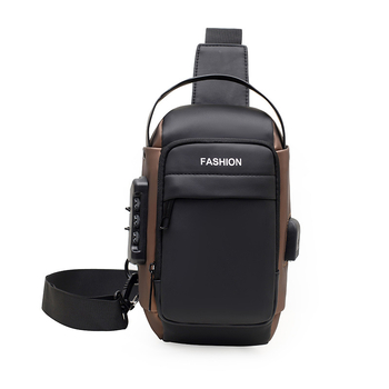 Мъжка кръстосана чанта през рамо - уличен стил, найлон, дишаща, модел с букви, подплата полиестер