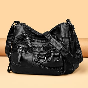 Női PU bőrből készült crossbody táska, kis négyszögletes forma, lágy textúra, cipzáras zárás, poliészter bélés
