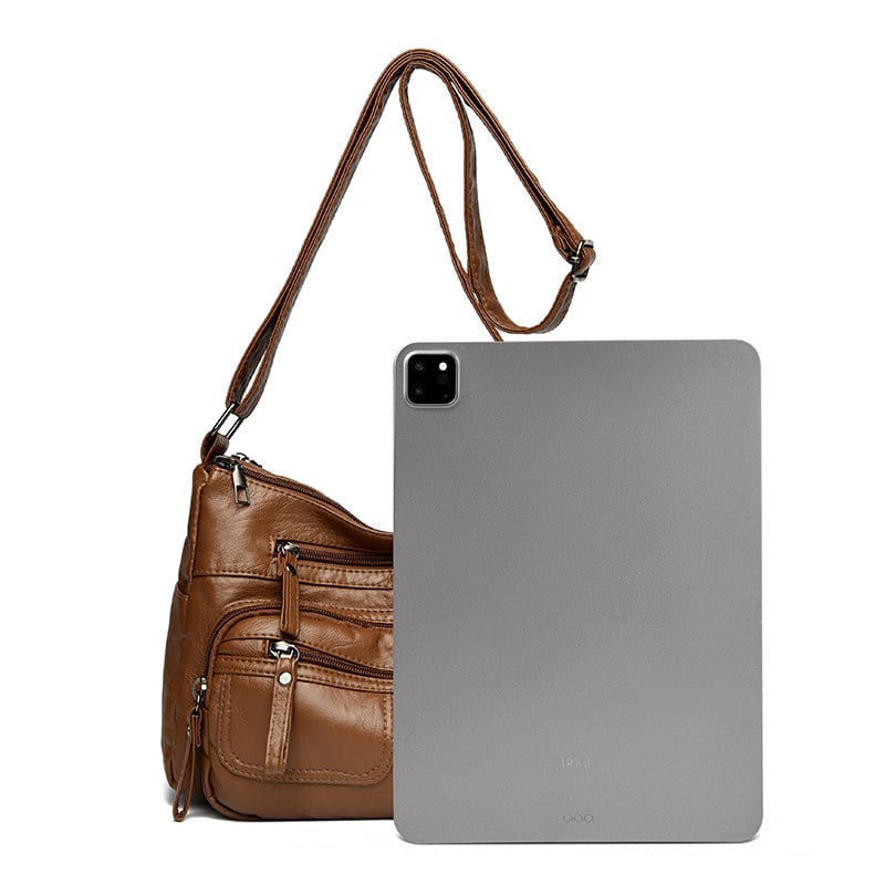 Női PU bőrből készült crossbody táska, kis négyszögletes forma, lágy textúra, cipzáras zárás, poliészter bélés