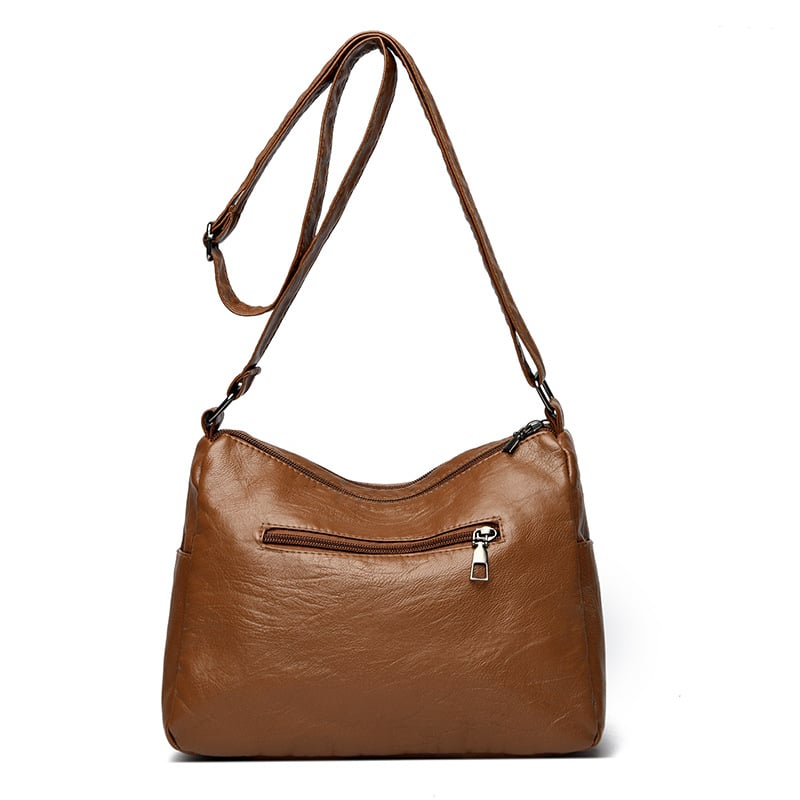 Női PU bőrből készült crossbody táska, kis négyszögletes forma, lágy textúra, cipzáras zárás, poliészter bélés