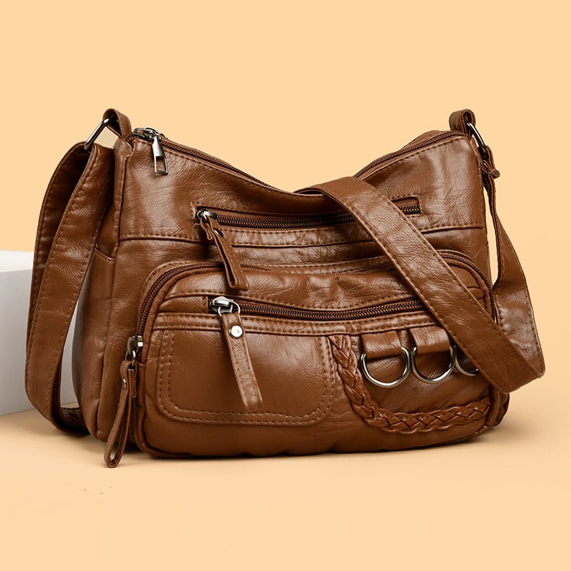Női PU bőrből készült crossbody táska, kis négyszögletes forma, lágy textúra, cipzáras zárás, poliészter bélés
