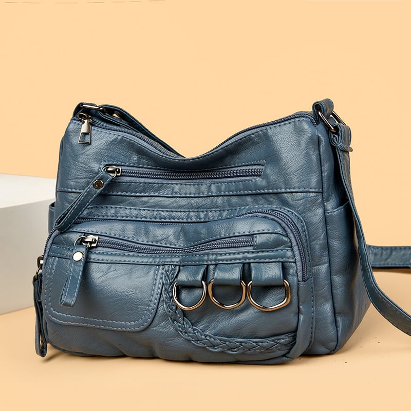 Női PU bőrből készült crossbody táska, kis négyszögletes forma, lágy textúra, cipzáras zárás, poliészter bélés