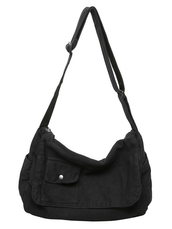 Ανδρική τσάντα messenger από καμβά, αστικός στιλ απλότητας, με φερμουάρ, εσωτερικές θήκες για κινητό και ταυτότητα