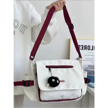 Női koreai stílusú crossbody táska, Harajuku ihletésű vászon messenger, nagy kapacitású, egyszerű dizájn mindennapi használatra