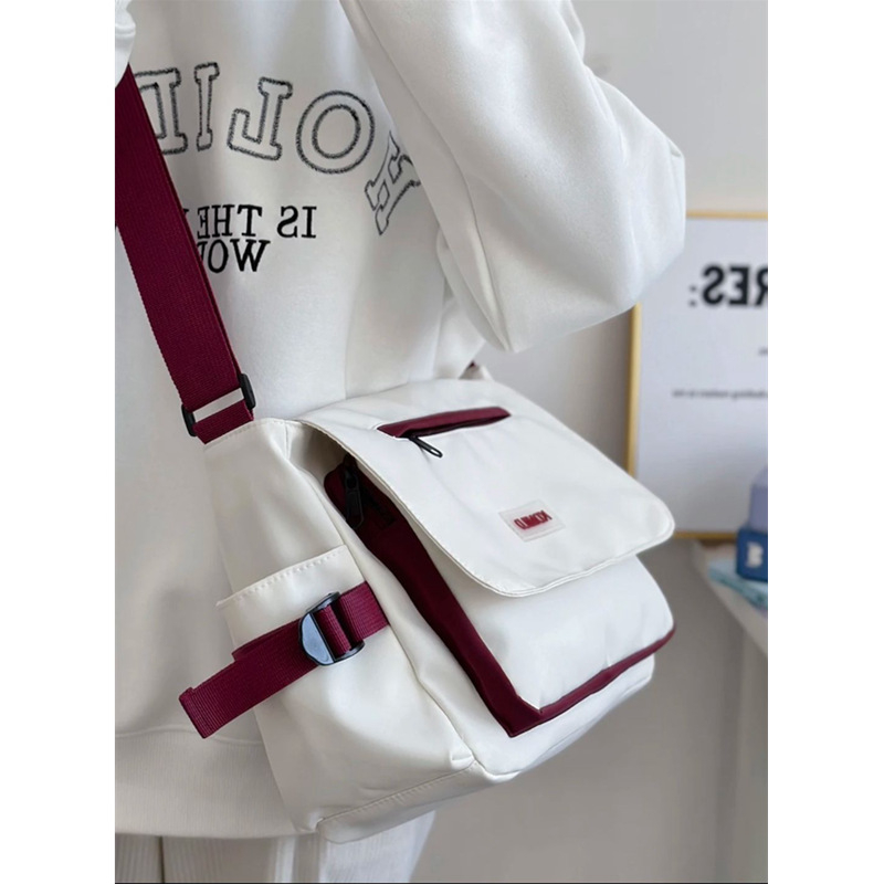 Női koreai stílusú crossbody táska, Harajuku ihletésű vászon messenger, nagy kapacitású, egyszerű dizájn mindennapi használatra