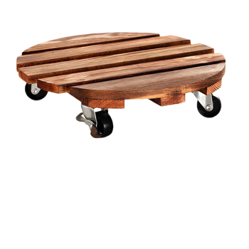 Ξύλιννη βάση για γλάστρες με κινητή βάση και ρόδες με φρένο