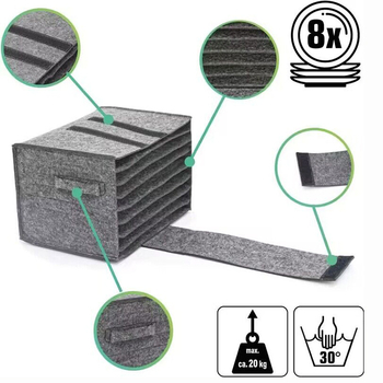 Κουτί αποθήκευσης πιάτων από φελτ – κυβοειδές, φορητό με πολλά διαμερίσματα για την κουζίνα