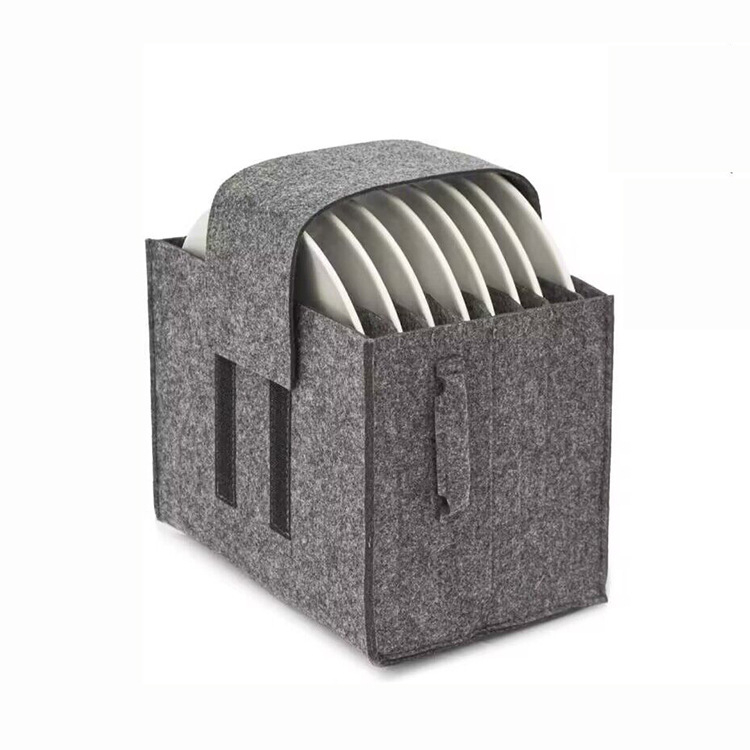 Cutie de depozitare pentru farfurii din felt – cub, portabil, organizator cu mai multe compartimente pentru bucătărie