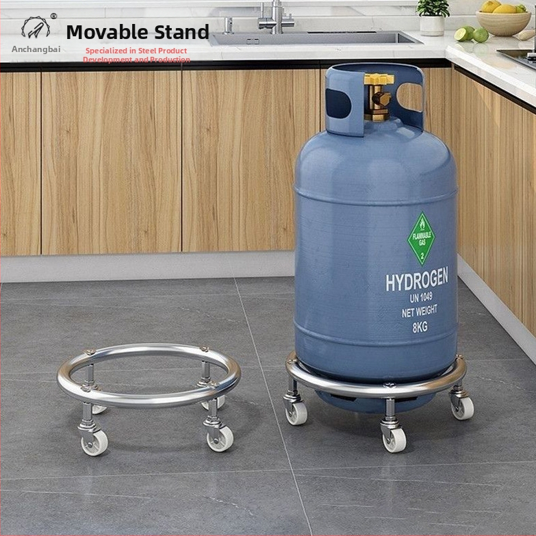 Daugiafunkcis virtuvės laikiklis su ratukais – nerūdijantis plienas, judantis dujų balionų laikiklis