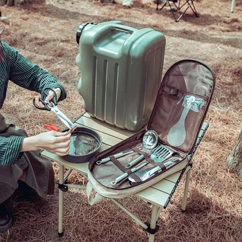 Kempingo virtuvės įrankių laikymo krepšys peiliams ir puodams, iš nepluoštinio audinio, pečių krepšys