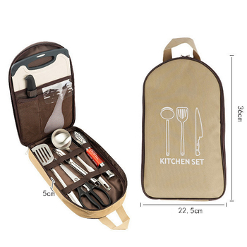 Kempingo virtuvės įrankių laikymo krepšys peiliams ir puodams, iš nepluoštinio audinio, pečių krepšys