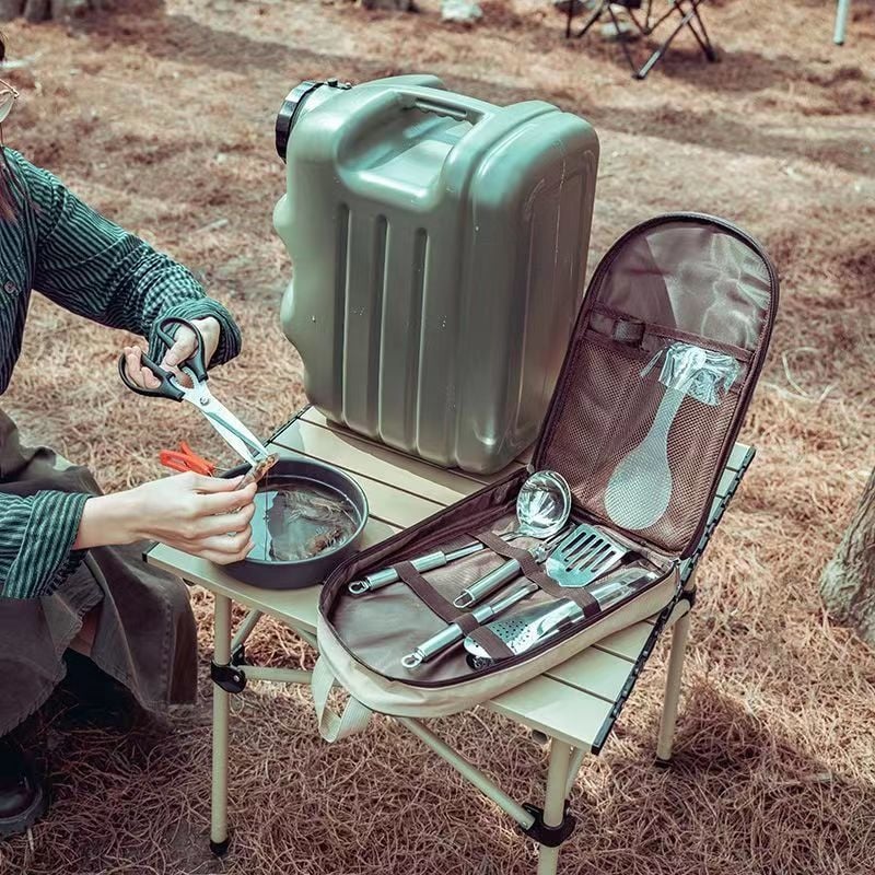 Kempingo virtuvės įrankių laikymo krepšys peiliams ir puodams, iš nepluoštinio audinio, pečių krepšys