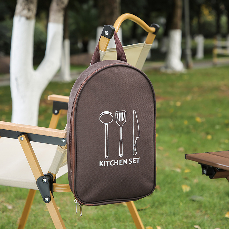 Kempingo virtuvės įrankių laikymo krepšys peiliams ir puodams, iš nepluoštinio audinio, pečių krepšys