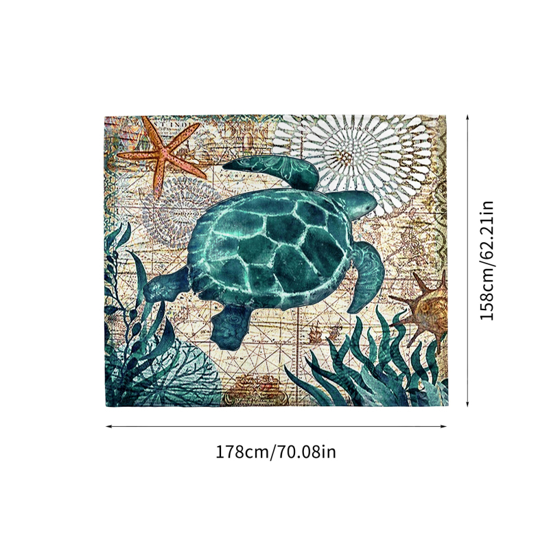 Piknika paklājs ar jūras bruņurupuču rakstu, saliekams, ūdensizturīgs, taisnstūra forma, poliesters, 290 g, 6 personām