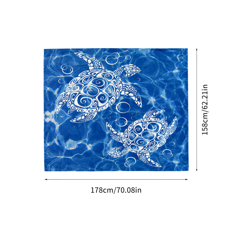 Piknika paklājs ar jūras bruņurupuču rakstu, saliekams, ūdensizturīgs, taisnstūra forma, poliesters, 290 g, 6 personām