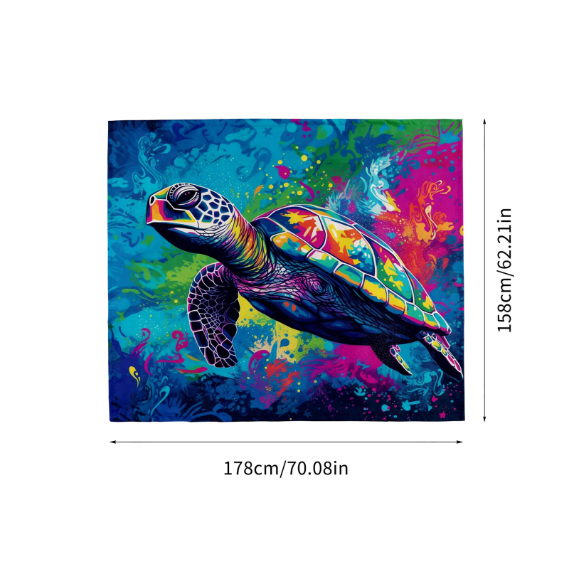 Piknika paklājs ar jūras bruņurupuču rakstu, saliekams, ūdensizturīgs, taisnstūra forma, poliesters, 290 g, 6 personām