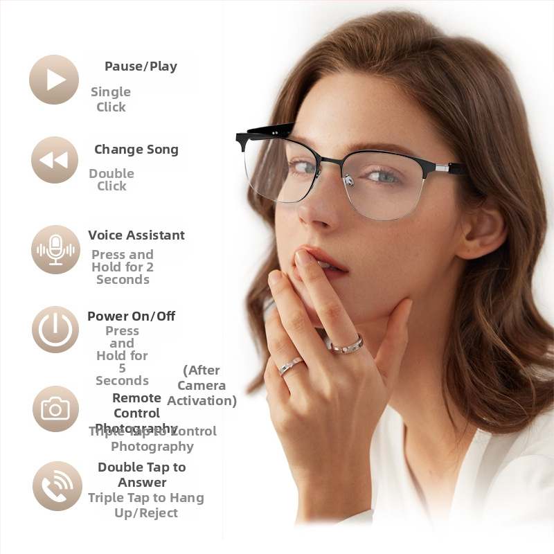 Смарт Bluetooth очила CC-GS06, батерия 110mAh, управление с докосване, обхват над 10 м, монтирани върху глава