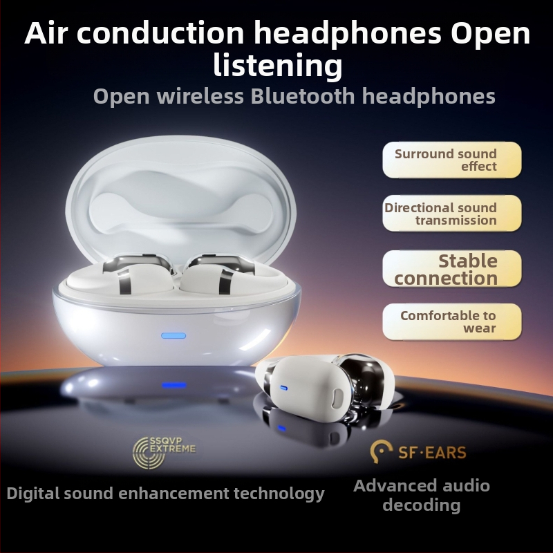 Športové Bluetooth slúchadlá s kosťovou kondukciou, klips dizajn, dosah 10 m, Bluetooth 5.4, vodeodolné, výdrž batérie 4–8 h