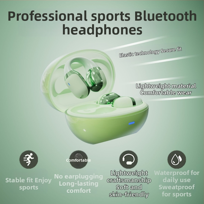Športové Bluetooth slúchadlá s kosťovou kondukciou, klips dizajn, dosah 10 m, Bluetooth 5.4, vodeodolné, výdrž batérie 4–8 h