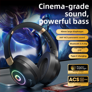 Yinshuer Игрови слушалки - сгъваеми, Bluetooth 5.4, обхват 10 м, батерия над 8 часа, ниска латентност за електронни спортове