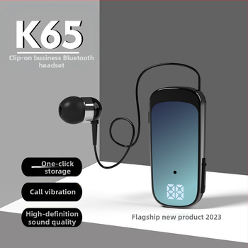 Nogou K65 Bluetooth слушалки с клип за яка, в ухото, цифров дисплей, едноухи, обхват 10 м, IPX5, над 8 ч живот на батерията, Bluetooth 5.3