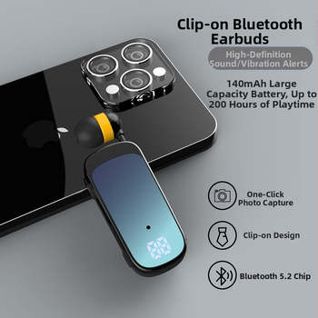 Nogou K65 Bluetooth слушалки с клип за яка, в ухото, цифров дисплей, едноухи, обхват 10 м, IPX5, над 8 ч живот на батерията, Bluetooth 5.3