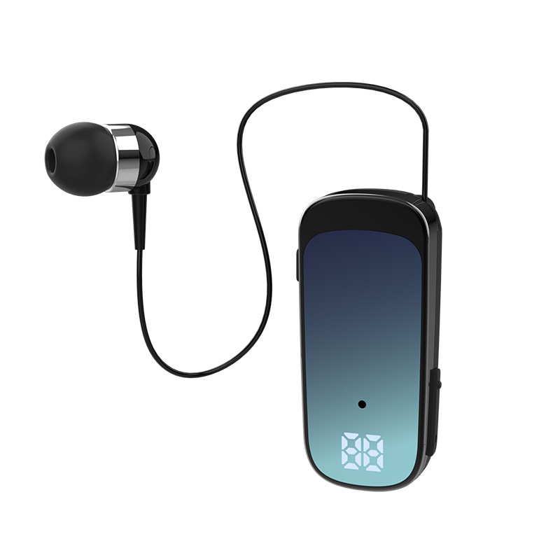Nogou K65 Bluetooth slušalice s klipsom za ovratnik, uho u uho, digitalni zaslon, jednostrano, domet 10 m, IPX5, preko 8 sati baterije, Bluetooth 5.3