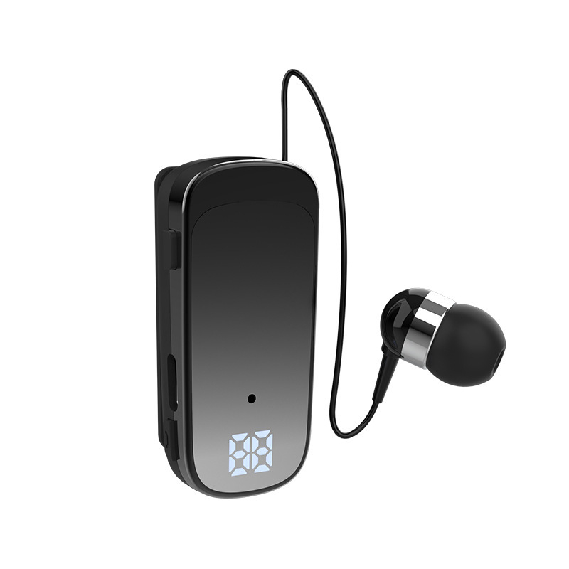 Nogou K65 Bluetooth slušalice s klipsom za ovratnik, uho u uho, digitalni zaslon, jednostrano, domet 10 m, IPX5, preko 8 sati baterije, Bluetooth 5.3