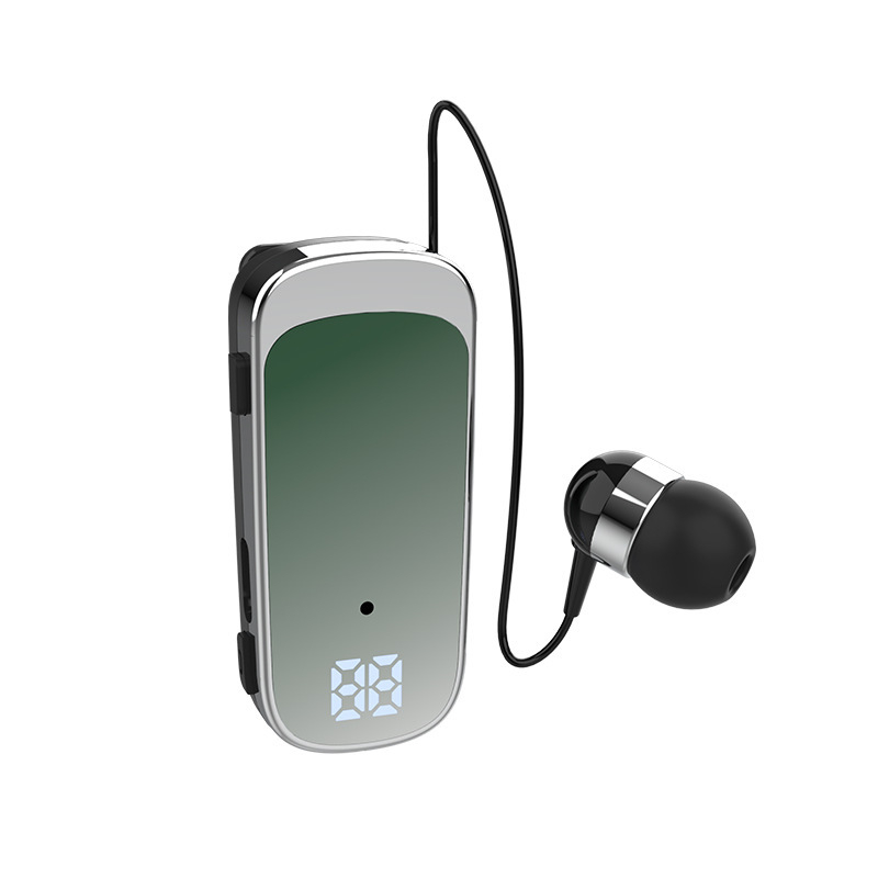 Nogou K65 Bluetooth slušalice s klipsom za ovratnik, uho u uho, digitalni zaslon, jednostrano, domet 10 m, IPX5, preko 8 sati baterije, Bluetooth 5.3