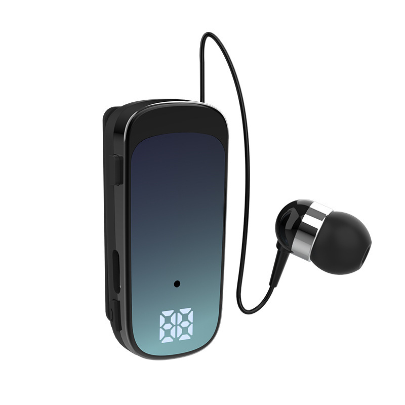 Nogou K65 Bluetooth slušalice s klipsom za ovratnik, uho u uho, digitalni zaslon, jednostrano, domet 10 m, IPX5, preko 8 sati baterije, Bluetooth 5.3
