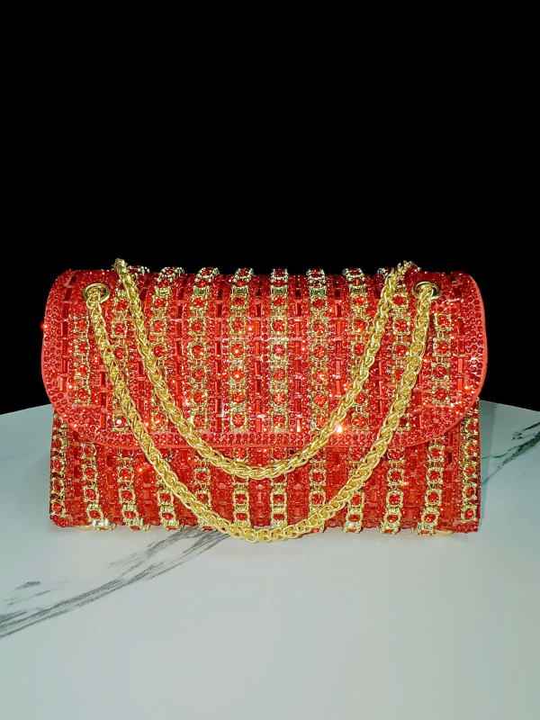 PU materijala večernja clutch torbica s kristalima, mali kvadratni oblik, unutarnji pretinac za telefon i ID, zatvaranje poklopcem