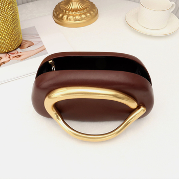 Βραδινή τσάντα-κουτί σε σχήμα κυκλικού κουτιού με μεταλλική λαβή και αλυσίδα, shell bag στυλ, PU ύλη; επένδυση πολυεστέρα; μαγνητικό κλείσιμο; εσωτερική θήκη για κινητό