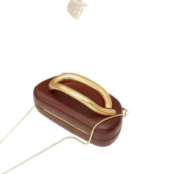 Βραδινή τσάντα-κουτί σε σχήμα κυκλικού κουτιού με μεταλλική λαβή και αλυσίδα, shell bag στυλ, PU ύλη; επένδυση πολυεστέρα; μαγνητικό κλείσιμο; εσωτερική θήκη για κινητό