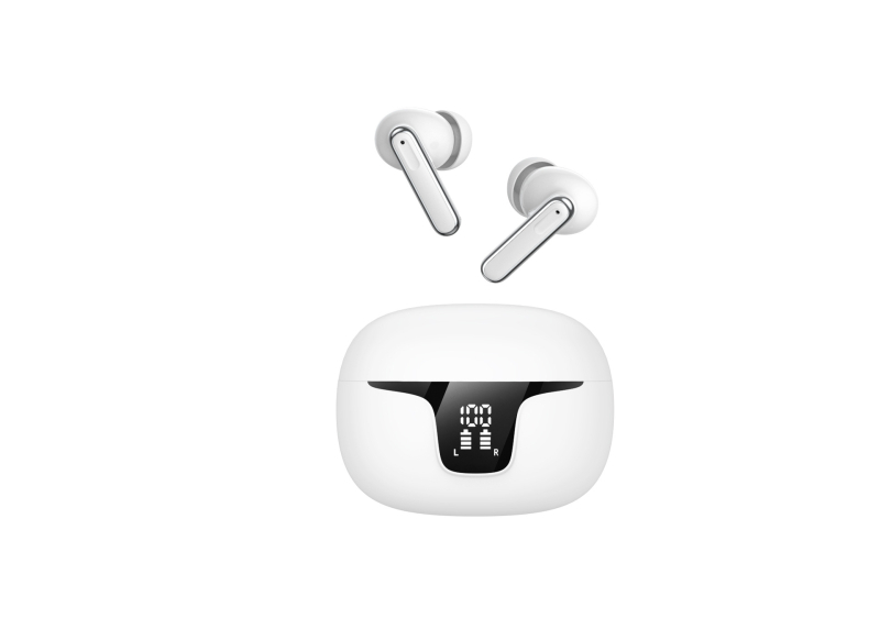 Prave bežične Bluetooth slušalice s ANC/ENC blokiranjem šuma, digitalni zaslon, Bluetooth 5.3, domet 10 m, IPX4 vodootporne
