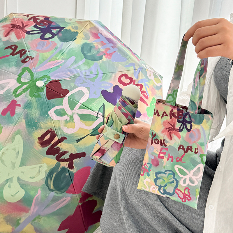 Haru automātiska trīsdaļīga lietussargs ar 8 ribām, 190T poliestera audums, UPF >50, logotipa apdruka