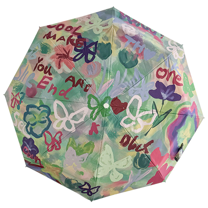 Haru automātiska trīsdaļīga lietussargs ar 8 ribām, 190T poliestera audums, UPF >50, logotipa apdruka