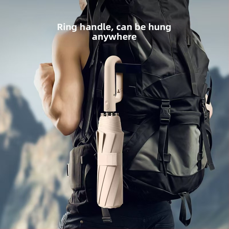 Чадър за слънце, напълно автоматичен, двойна употреба слънце/дъжд, плат 190T с висока плътност, UV защита UPF>50, 10 ребра