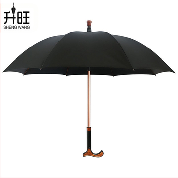 Multifunkcinis kepų skėtis vyresnio amžiaus žmonėms, automatinis atidarymas, 8 skersinės aliuminio rėmas, tvirta medinė rankena, poliesterio 190T gaubtas, UV apsauga UPF > 50