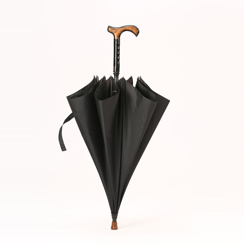 Multifunkcinis kepų skėtis vyresnio amžiaus žmonėms, automatinis atidarymas, 8 skersinės aliuminio rėmas, tvirta medinė rankena, poliesterio 190T gaubtas, UV apsauga UPF > 50