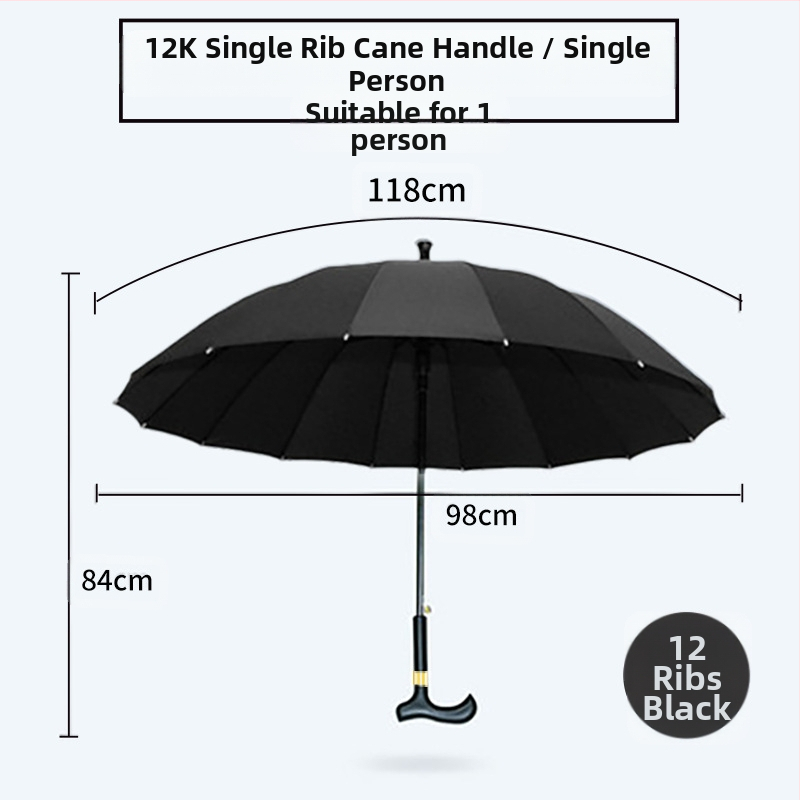 Multifunkcinis kepų skėtis vyresnio amžiaus žmonėms, automatinis atidarymas, 8 skersinės aliuminio rėmas, tvirta medinė rankena, poliesterio 190T gaubtas, UV apsauga UPF > 50