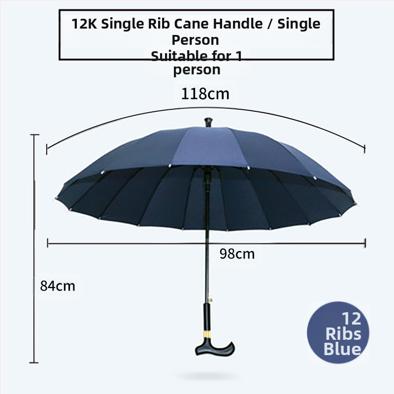 Multifunkcinis kepų skėtis vyresnio amžiaus žmonėms, automatinis atidarymas, 8 skersinės aliuminio rėmas, tvirta medinė rankena, poliesterio 190T gaubtas, UV apsauga UPF > 50